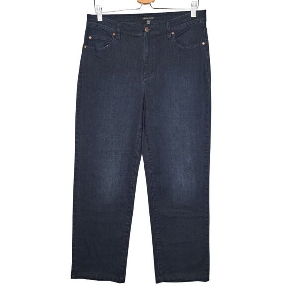 Eileen Fisher Organic Cotton Blend Stretch Ankle Straight Leg Blue Jeans - Picture 2 of 6
